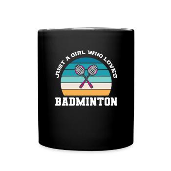 Federball Badminton Crossminton Frau Mädchen Sport - Tasse einfarbig - Schwarz - Vorne
