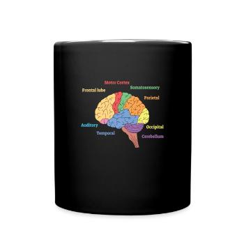 Brain Diagram Neurology Science - Full Colour Mug - black - Front
