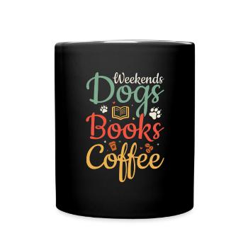 Chiens de café et livres - Mug uni - noir - Devant