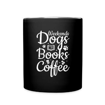 Chiens de café et livres - Mug uni - noir - Devant