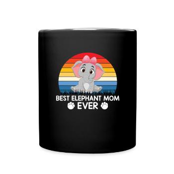 Éléphant Éléphant Mama Enfant Coucher de soleil Rétro - Mug uni - noir - Devant