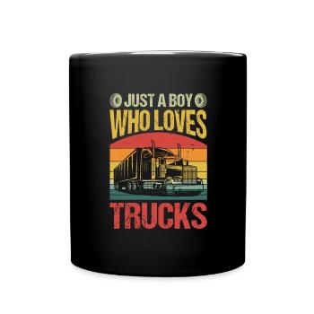Truck LKW Lastkraftwagen Boy Junge Kind - Tasse einfarbig - Schwarz - Vorne