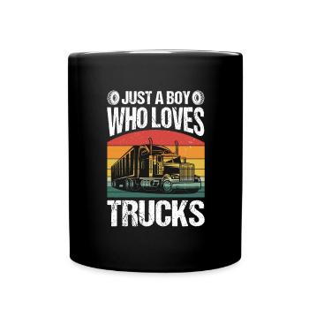 Truck LKW Lastkraftwagen Boy Junge Kind - Tasse einfarbig - Schwarz - Vorne