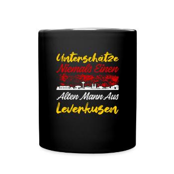 Unterschätze Niemals Einen Alten Mann Aus Leverkus - Tasse einfarbig - Schwarz - Vorne