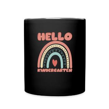 Hallo Kindergarten Bohemian Regenbogenstudent - Tasse einfarbig - Schwarz - Vorne