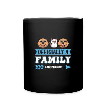 Official Family Adoption Love Cat Dog Trio - Full Colour Mug - black - Front