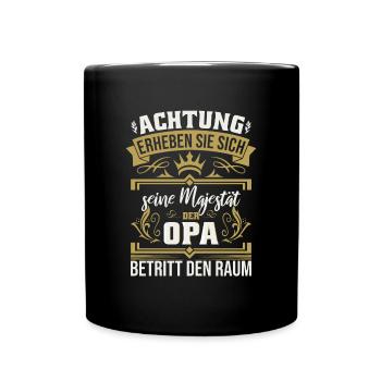 Attention Sa Majesté l'OPA entre dans la salle - Mug uni - noir - Devant