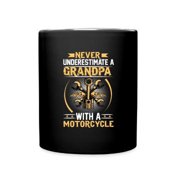 Never underestimate an old man with motorcycle grandpa - Full Colour Mug - black - Front