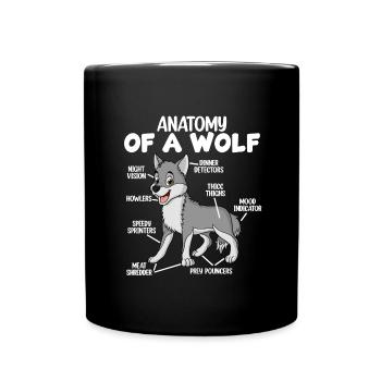 Anatomie eines Wolfes - Tasse einfarbig - Schwarz - Vorne