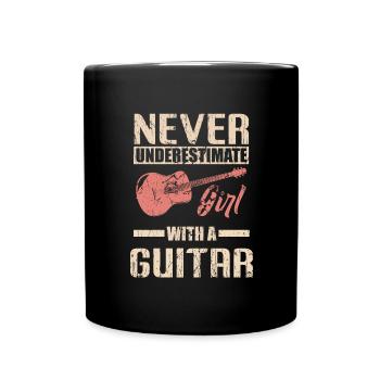 Guitar Girl Music Bass Player Gift Woman - Full Colour Mug - black - Front