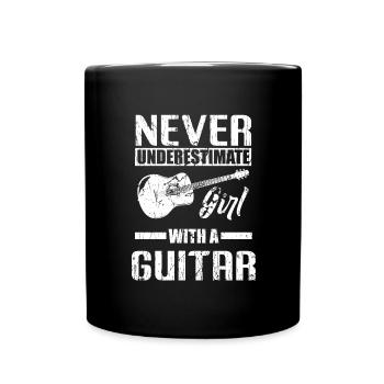 Guitar Girl Music Bass Player Gift Woman - Full Colour Mug - black - Front