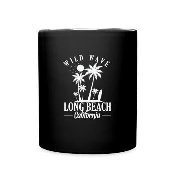 Wild Wave long Beach California surfing - Full Colour Mug - black - Front