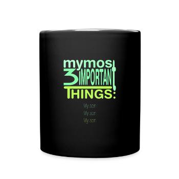 Wichtig? 3x mein Sohn - Tasse einfarbig - Schwarz - Vorne