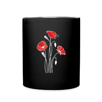Mohnblume Blumen Flora Natur - Tasse einfarbig - Schwarz - Vorne