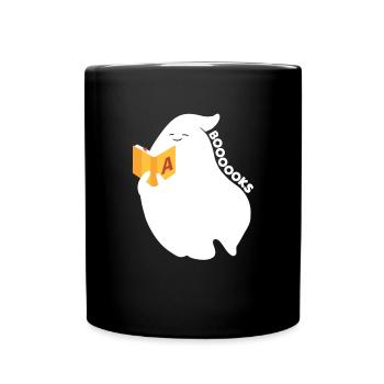 Ghost Halloween Bookworm Ghost Reading Boooooks - Tasse einfarbig - Schwarz - Vorne