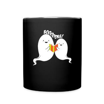 Ghost Halloween Bookworm Ghost Reading Boooooks - Tasse einfarbig - Schwarz - Vorne