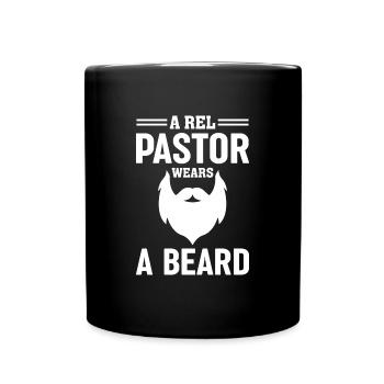 A real pastor wears a beard Christian Jesus - Full Colour Mug - black - Front