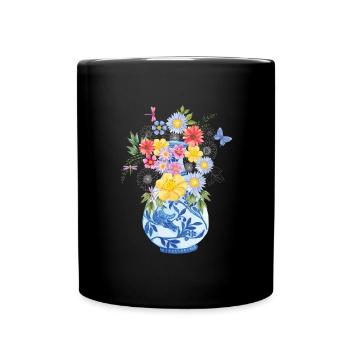Blumenranke Vase blumenstrauß strauß Blumen - Tasse einfarbig - Schwarz - Vorne