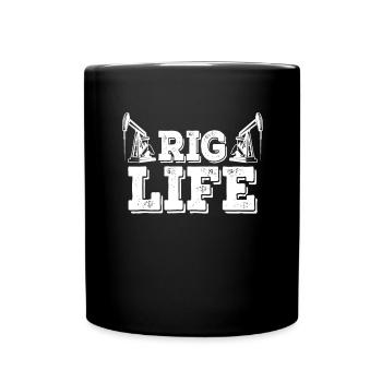 Oil rig oil gas workers drilling oil platform - Full Colour Mug - black - Front