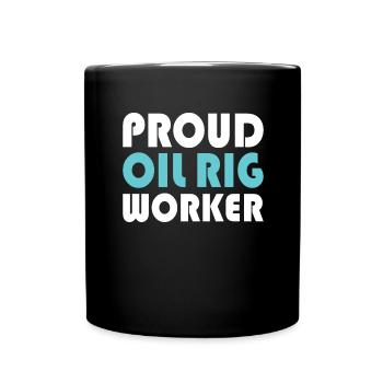 Oil rig oil gas workers drilling oil platform - Full Colour Mug - black - Front