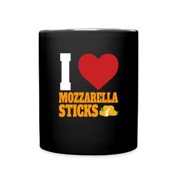 Ich liebe Mozzarella-Sticks - Tasse einfarbig - Schwarz - Vorne