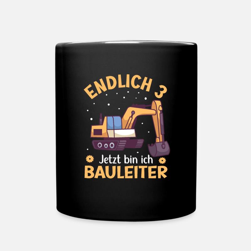 3. Geburtstag Junge Bagger Design Endlich 3 - Tasse einfarbig - Schwarz