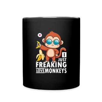 Ich Liebe Affen Und Bananen Mit Sungla - Tasse einfarbig - Schwarz - Vorne