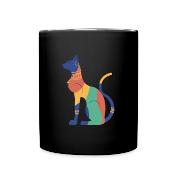 Bastet Egyptian Cat Egypt Pyramid - Full Colour Mug - black - Front
