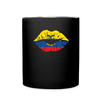 Ecuador Herz Fahne Flagge Spanisch - Tasse einfarbig - Schwarz - Vorne