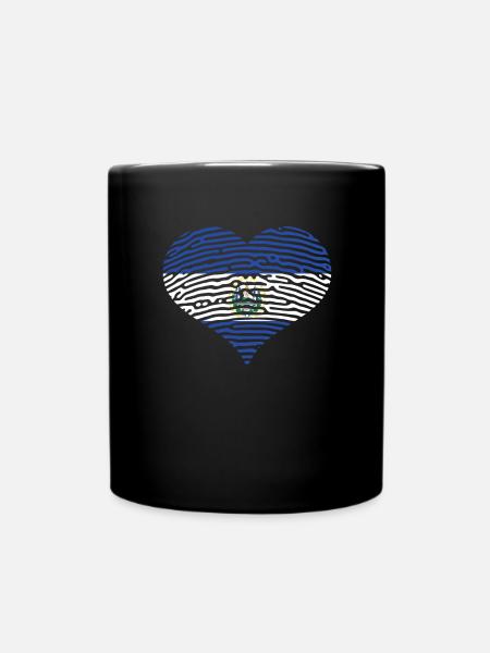 El Salvador Bitcoin Heart Country Holidays - Full Colour Mug - black