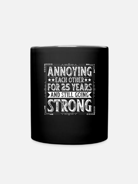 Silver Wedding 25 Years Married Wedding Anniversary - Full Colour Mug - black