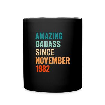 Birthday November 1982 funny vintage design - Full Colour Mug - black - Front