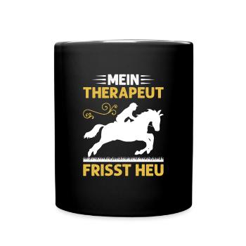 Mein Therapeut Frisst Heu Reiten - Tasse einfarbig - Schwarz - Vorne