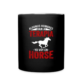 Algonus Men’s Therapy Je fais de l’équitation - Mug uni - noir - Devant