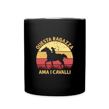 Dieses Mädchen Liebt Pferde Reiten Sonnenuntergang - Tasse einfarbig - Schwarz - Vorne