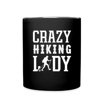 Wandern Frau Bergsteigen - Tasse einfarbig - Schwarz - Vorne