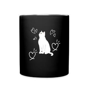 Cat Love Heart Kitten Children - Full Colour Mug - black - Front