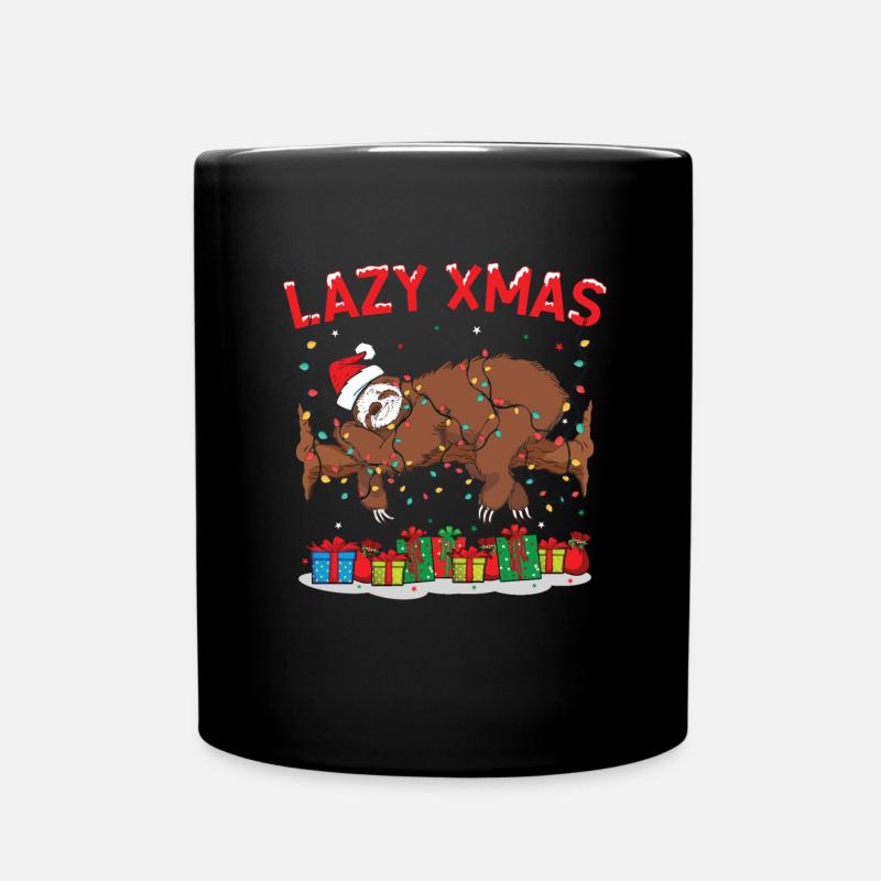 Faultier Weihnachten - Tasse einfarbig - Schwarz