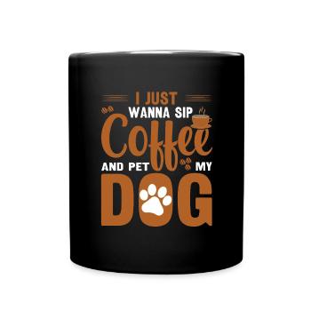 Coffee Dog Machine Puppy Cup Beans - Full Colour Mug - black - Front