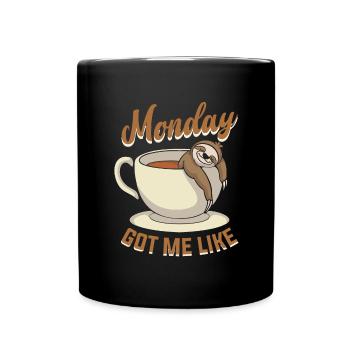 Monday - Sloth Lazy Sleep Laziness Tired - Full Colour Mug - black - Front