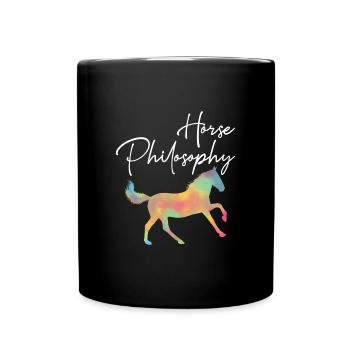 Pferd Philosophie Reiten Tier Western Style - Tasse einfarbig - Schwarz - Vorne