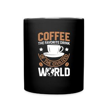 Café Sarcasme Amis Bonheur Joie Cappuccino - Mug uni - noir - Devant