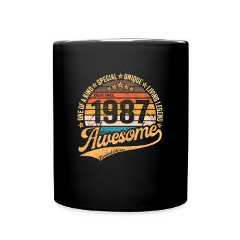 1987 Birthday Retro Vintage born in 1987 - Full Colour Mug - black - Front