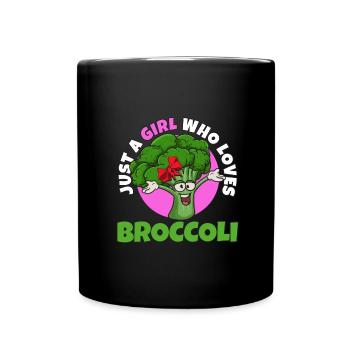 Just a girl who loves broccoli - Full Colour Mug - black - Front