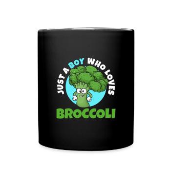 Just a boy who loves broccoli - Full Colour Mug - black - Front