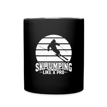 Skispringen Wie Ein Profi Sonnenuntergang - Tasse einfarbig - Schwarz - Vorne