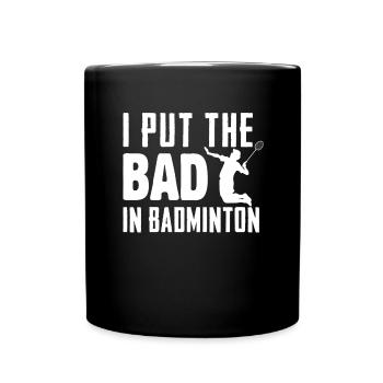 Federball Badminton Crossminton Speedminton Sport - Tasse einfarbig - Schwarz - Vorne