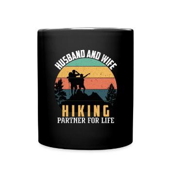 Couple Climbing Husband Wife Hiking Mountaineering - Full Colour Mug - black - Front