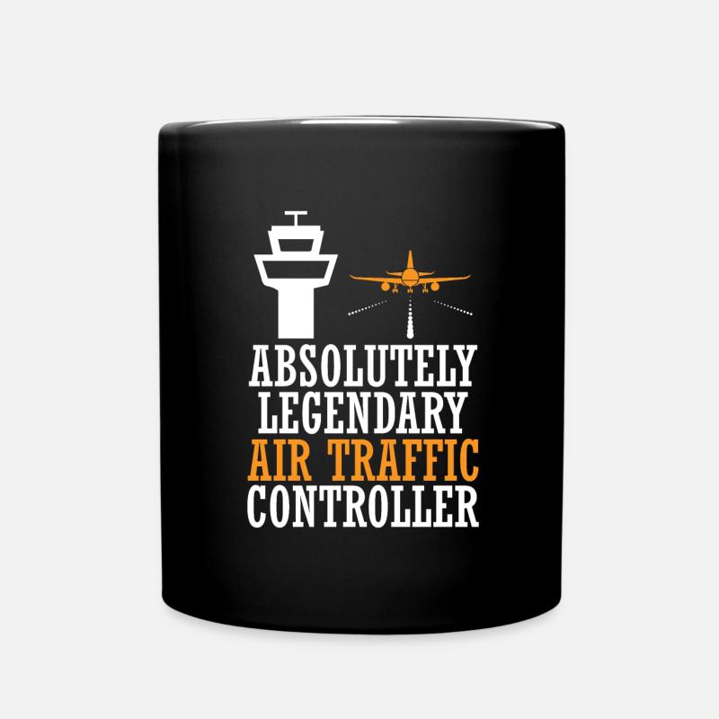 Fluglotse Luftverkehr Towerlotse Flugbegleiter - Tasse einfarbig - Schwarz