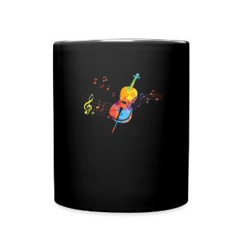 Cello Lustiges Geschenk Viola - Tasse einfarbig - Schwarz - Vorne